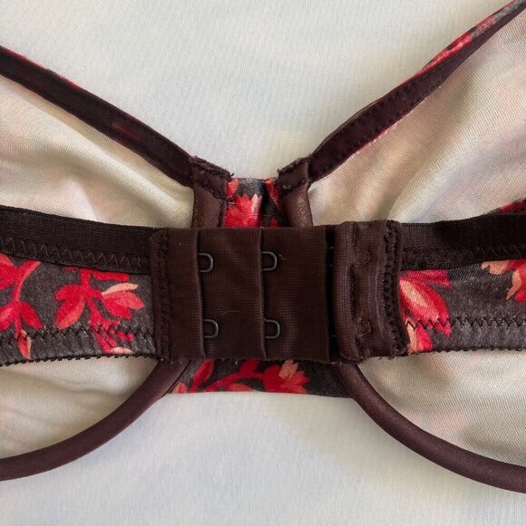 Brown & Red Floral Silky Comfort Bra 34B - Picture 4 of 6
